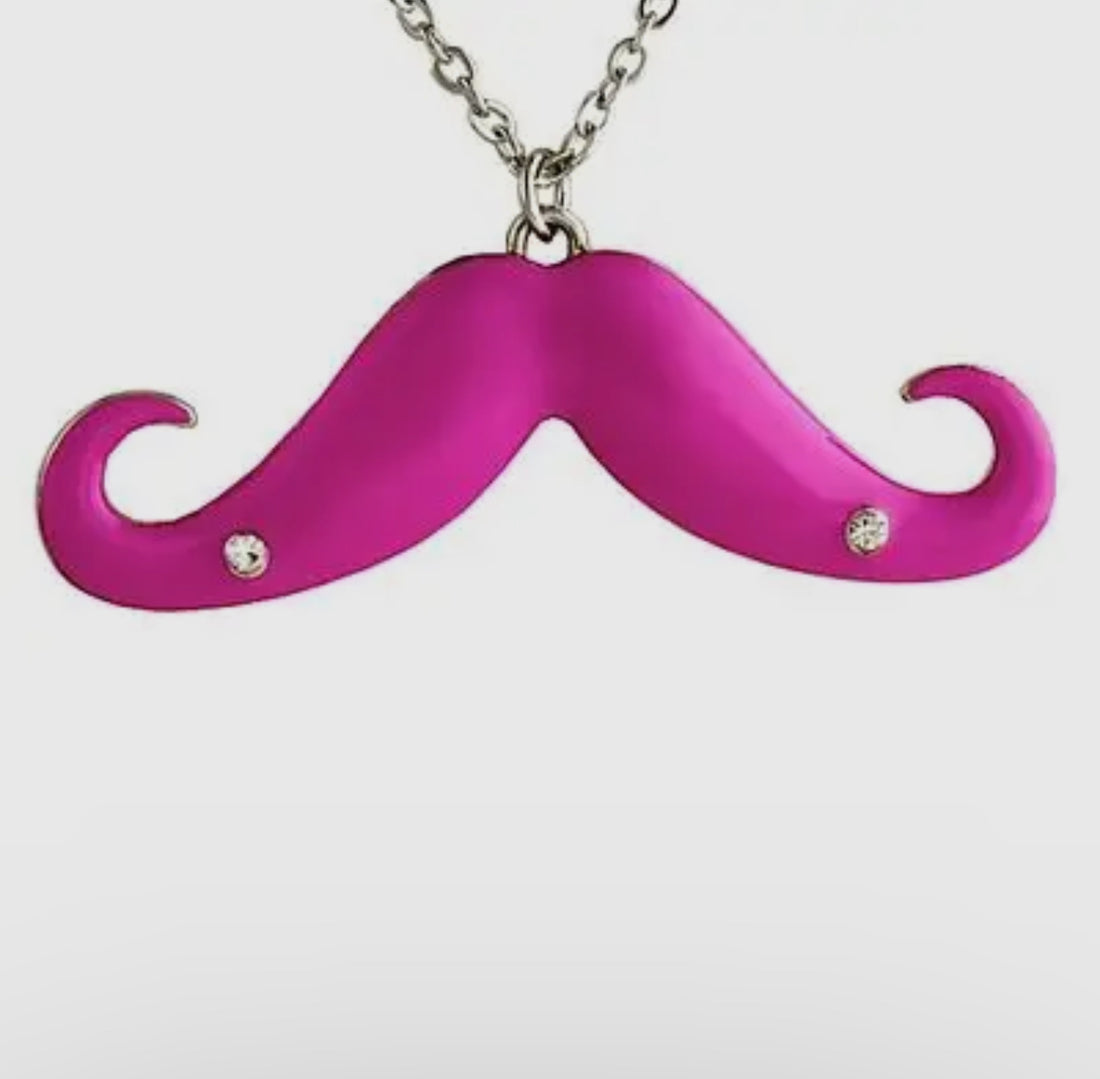 Pink Mustache Necklace