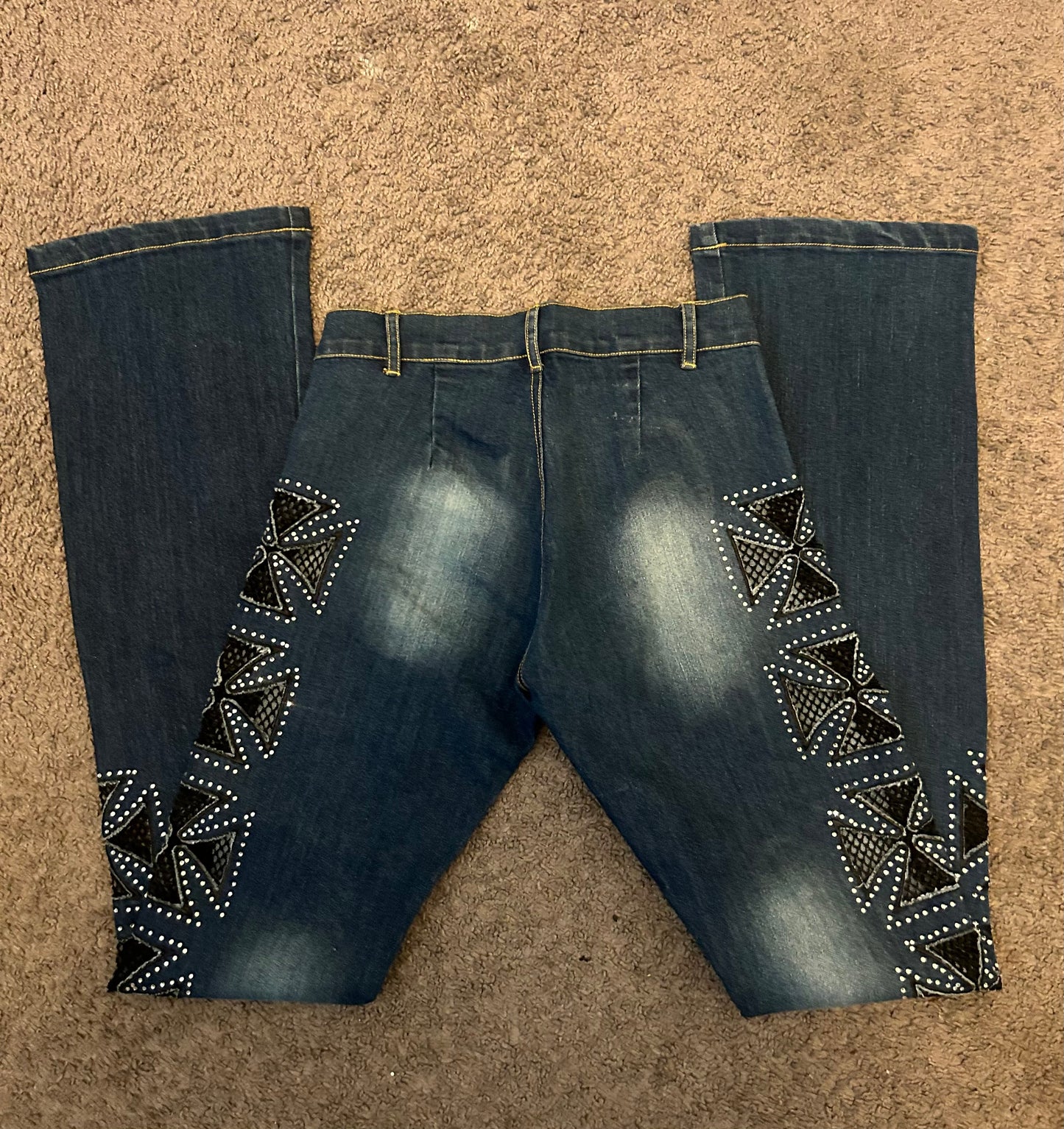 Rhinestone cross jeans