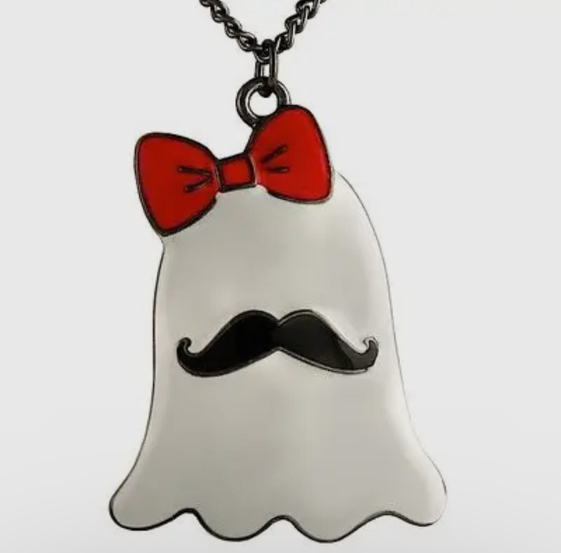 Bow Mustache Ghost Necklace