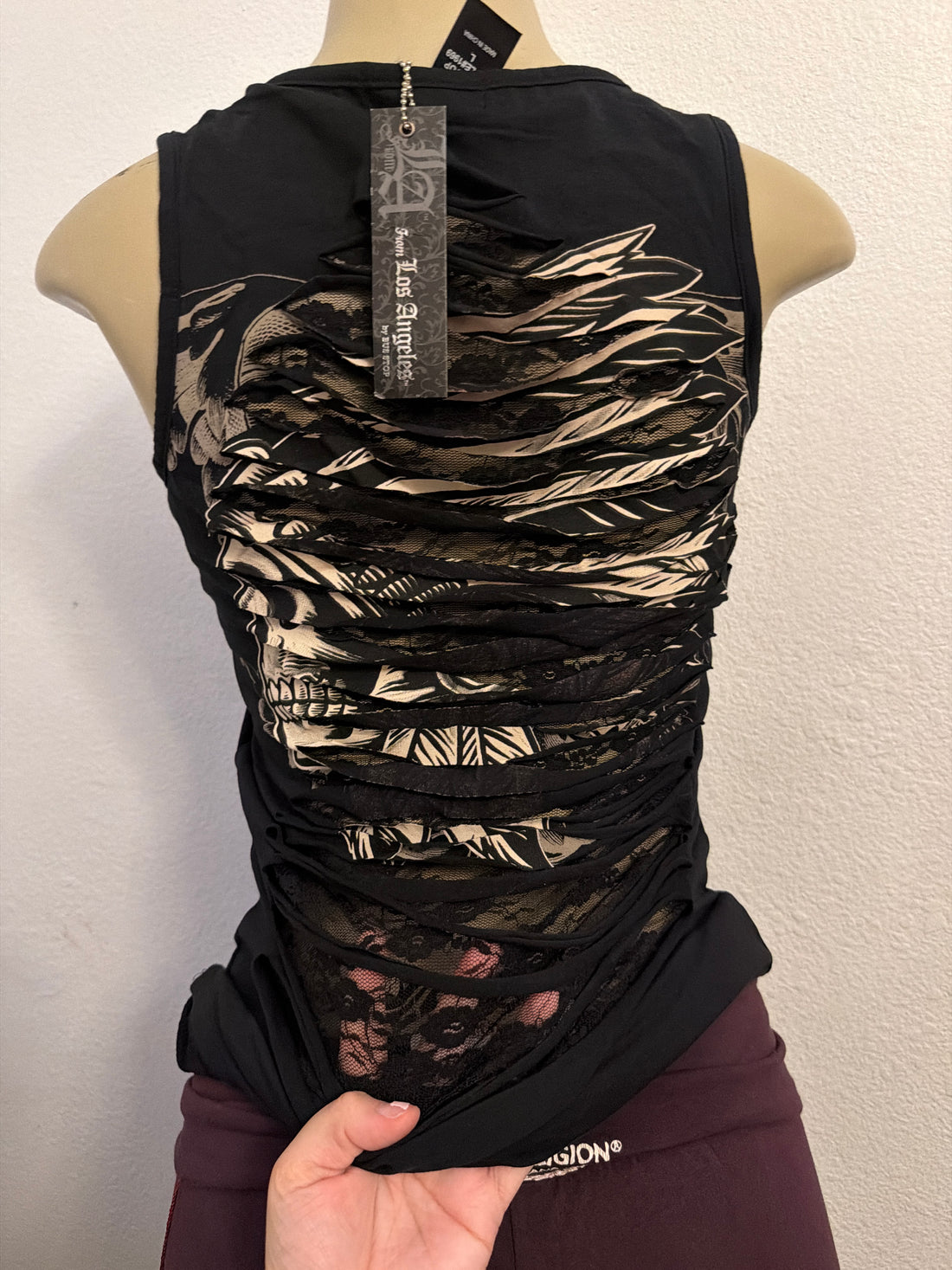 Skull rhinestone top