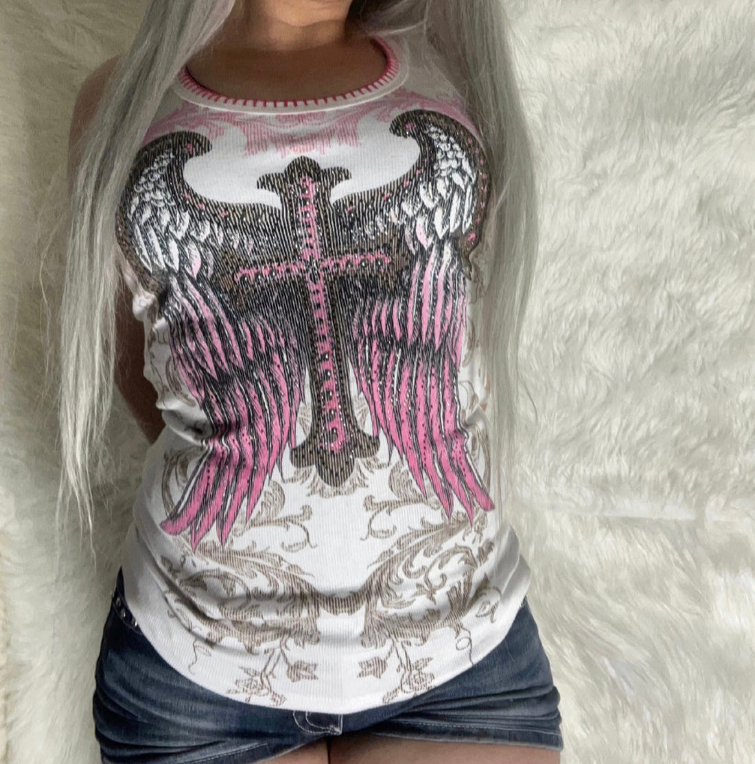 Angel baby pink tank top