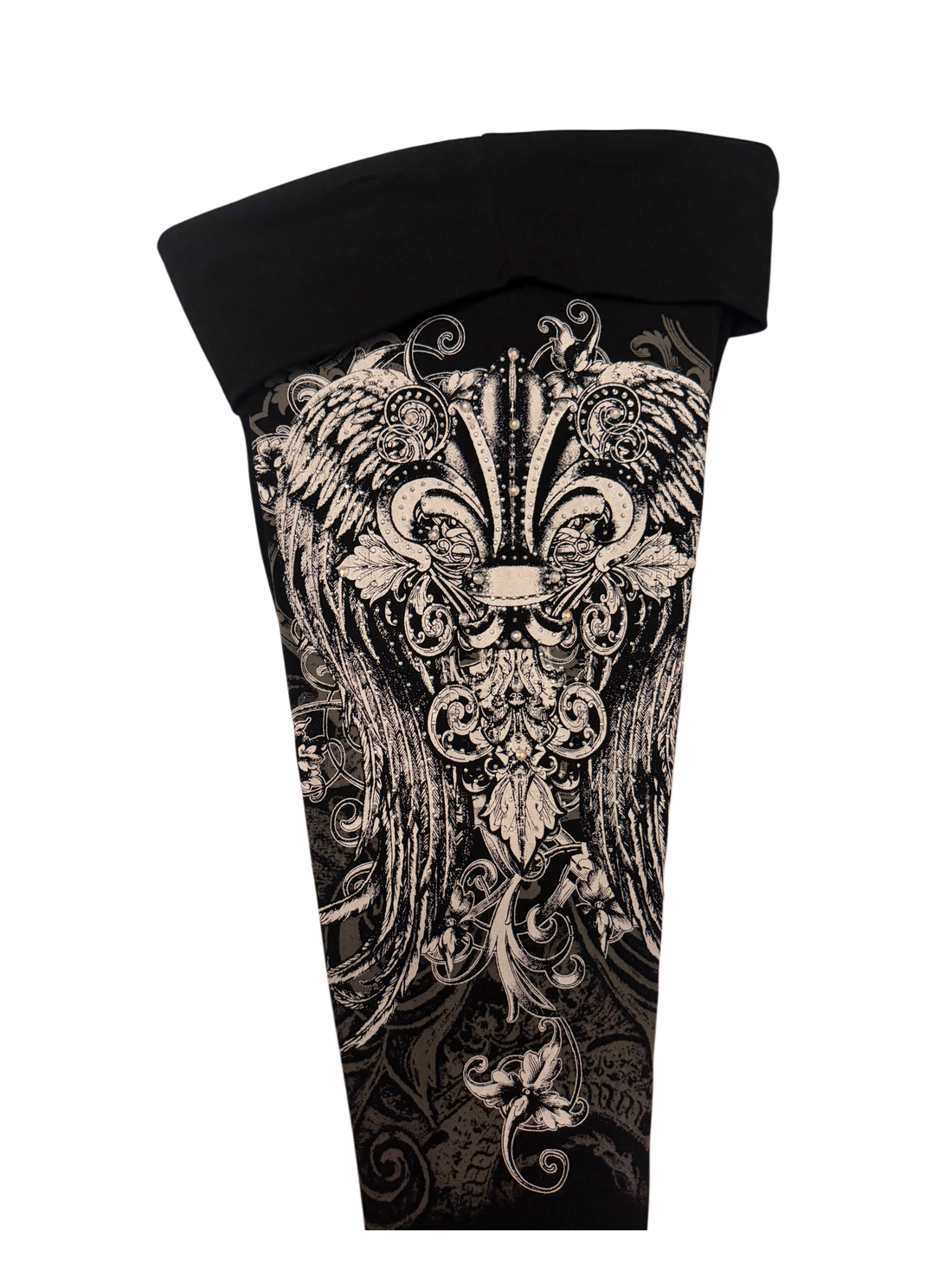Fleur de Lis Wings Foldover Leggings
