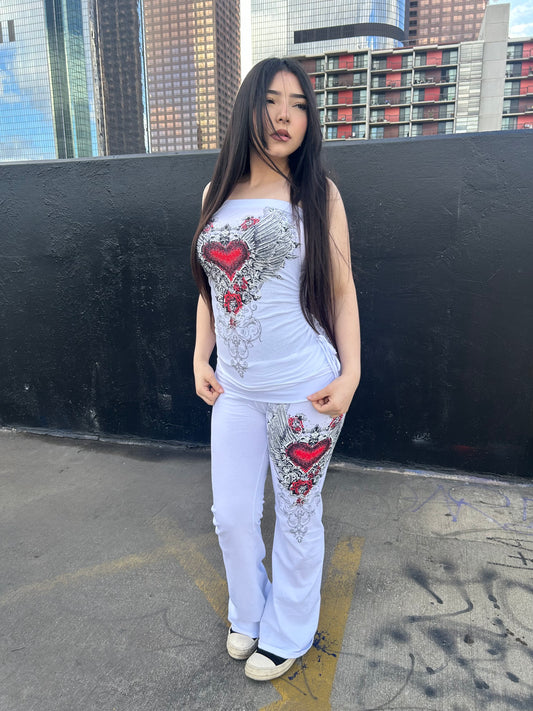 White Swan Foldover Leggings
