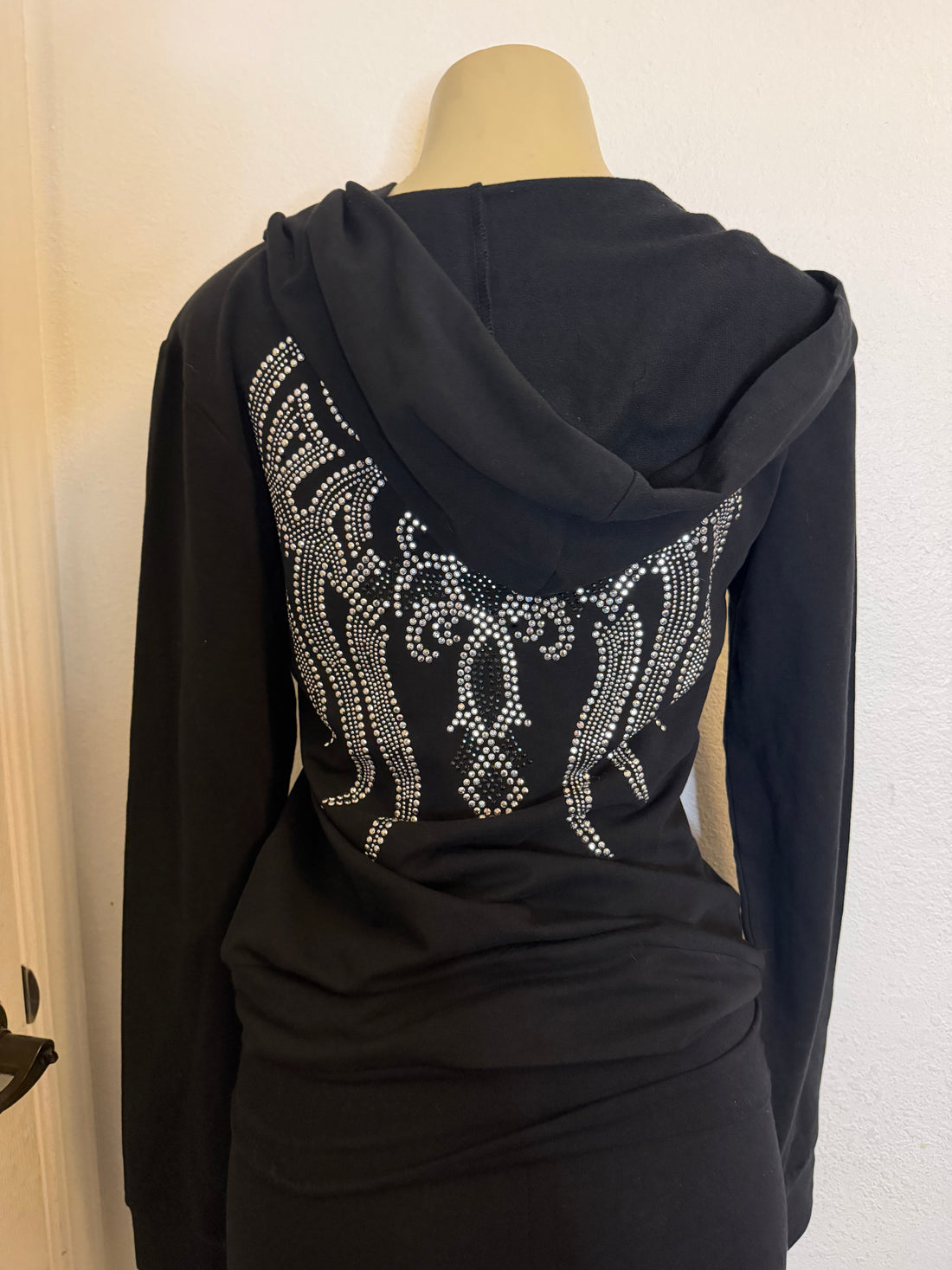 Rhinestone cross zip up