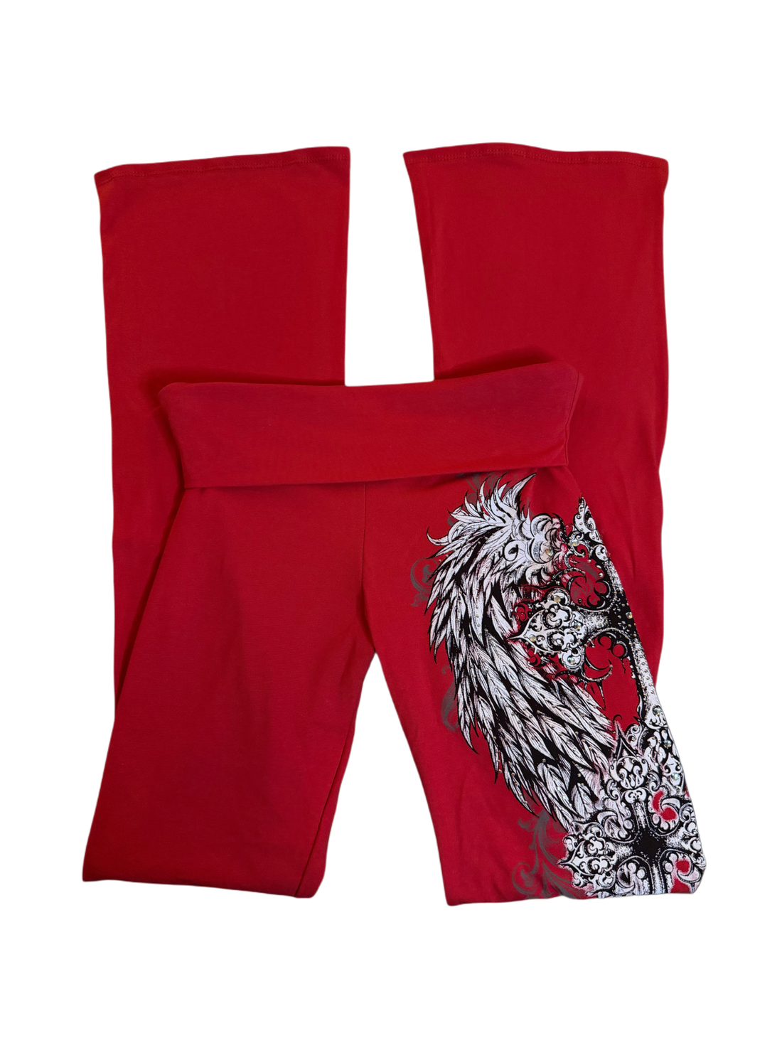 Fallen angel foldover flared leggings