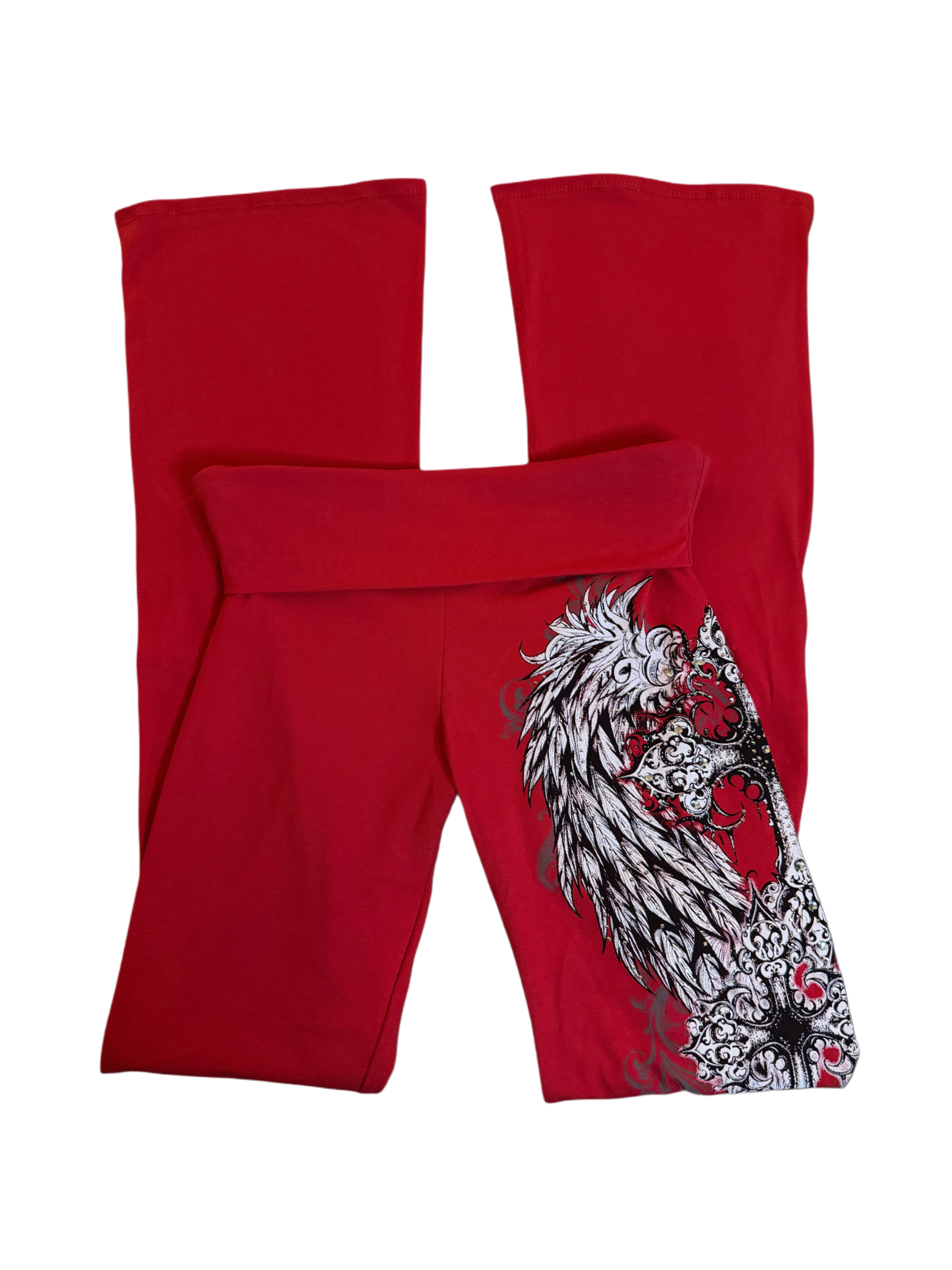 Fallen angel foldover flared leggings
