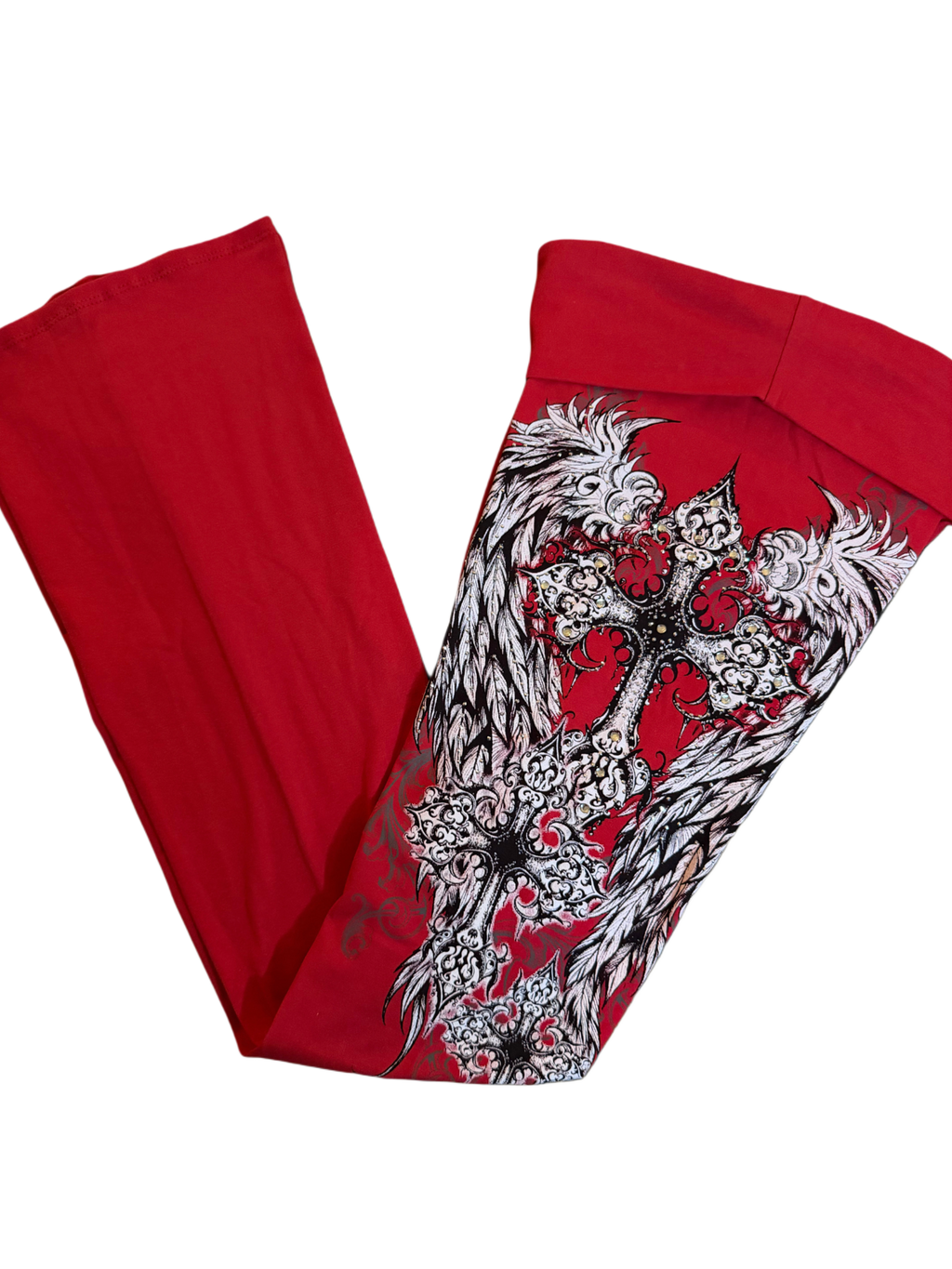 Fallen angel foldover flared leggings