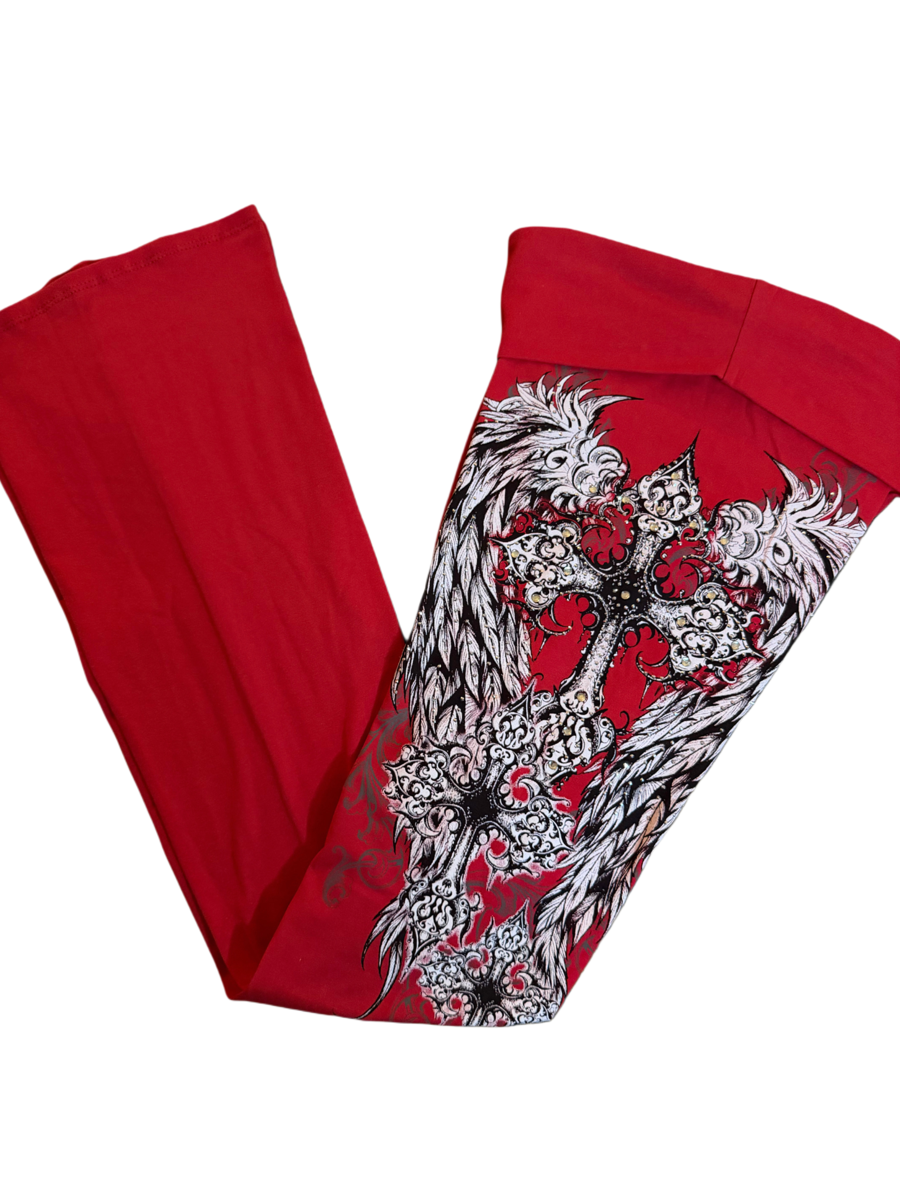 Fallen angel foldover flared leggings