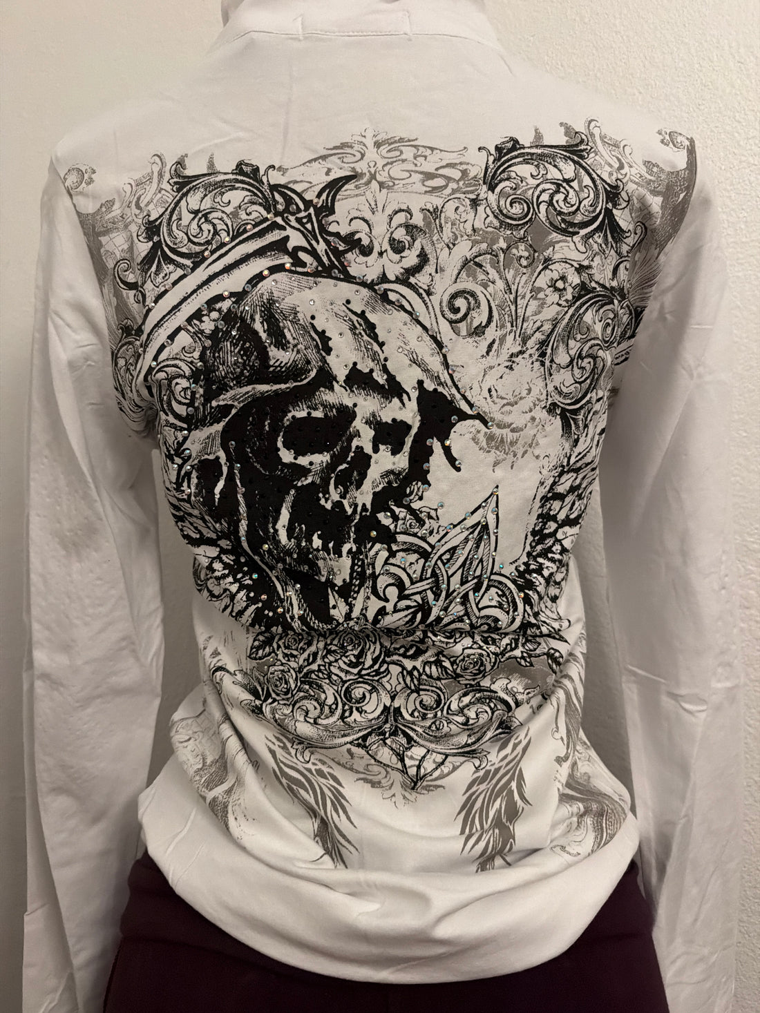 Rhinestone skull zip up