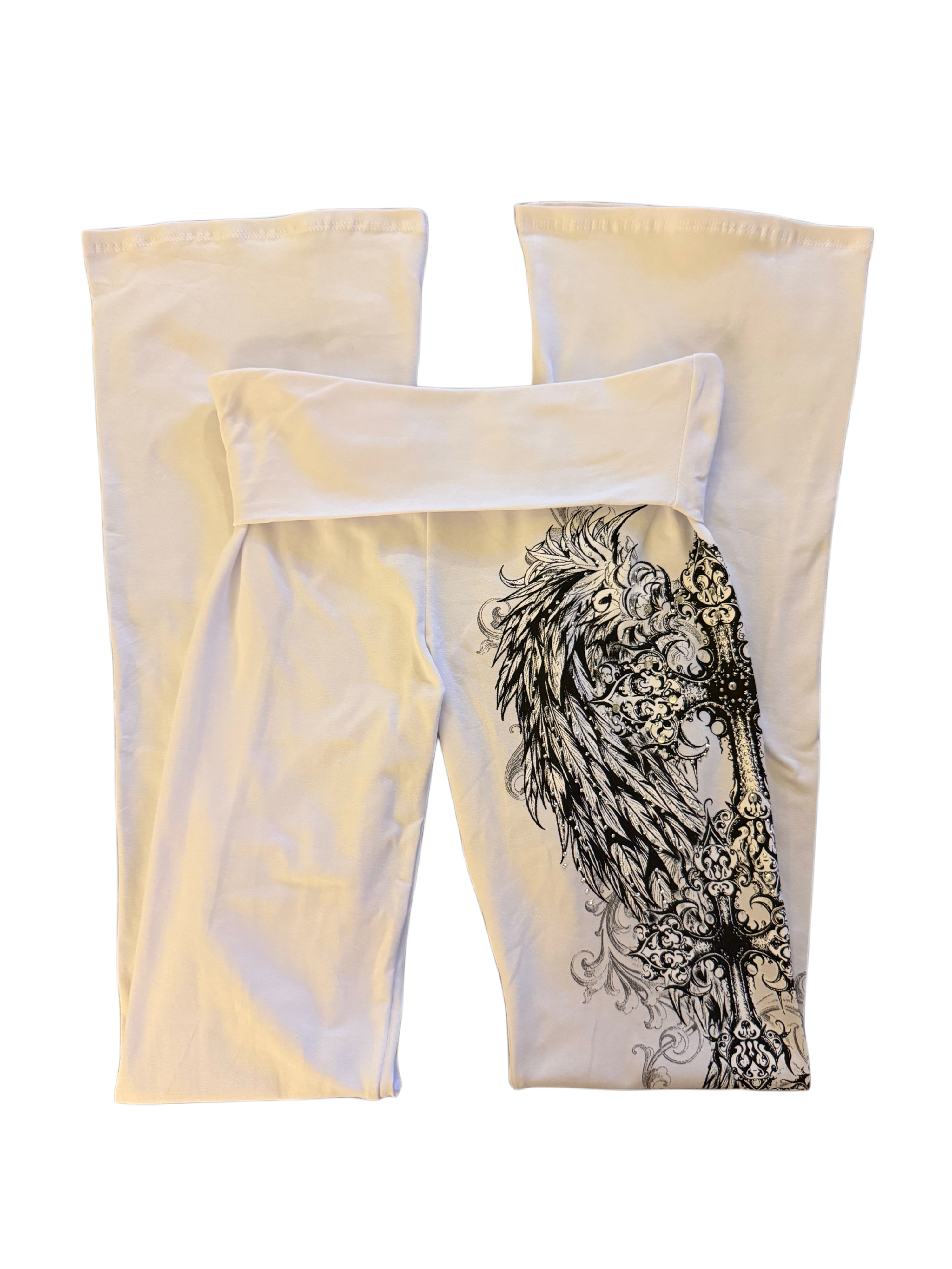 Fallen angel foldover flared leggings