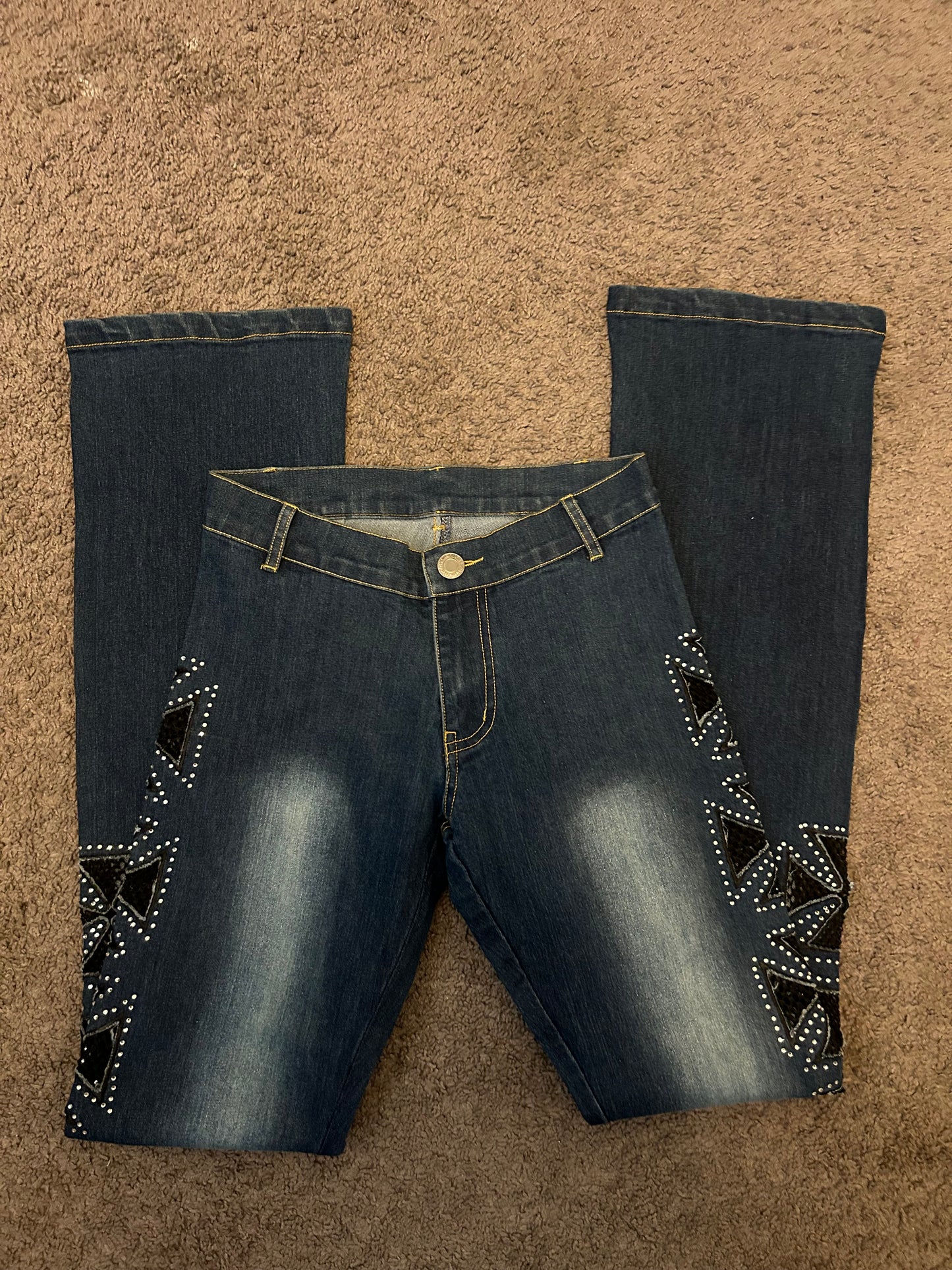 Rhinestone cross jeans