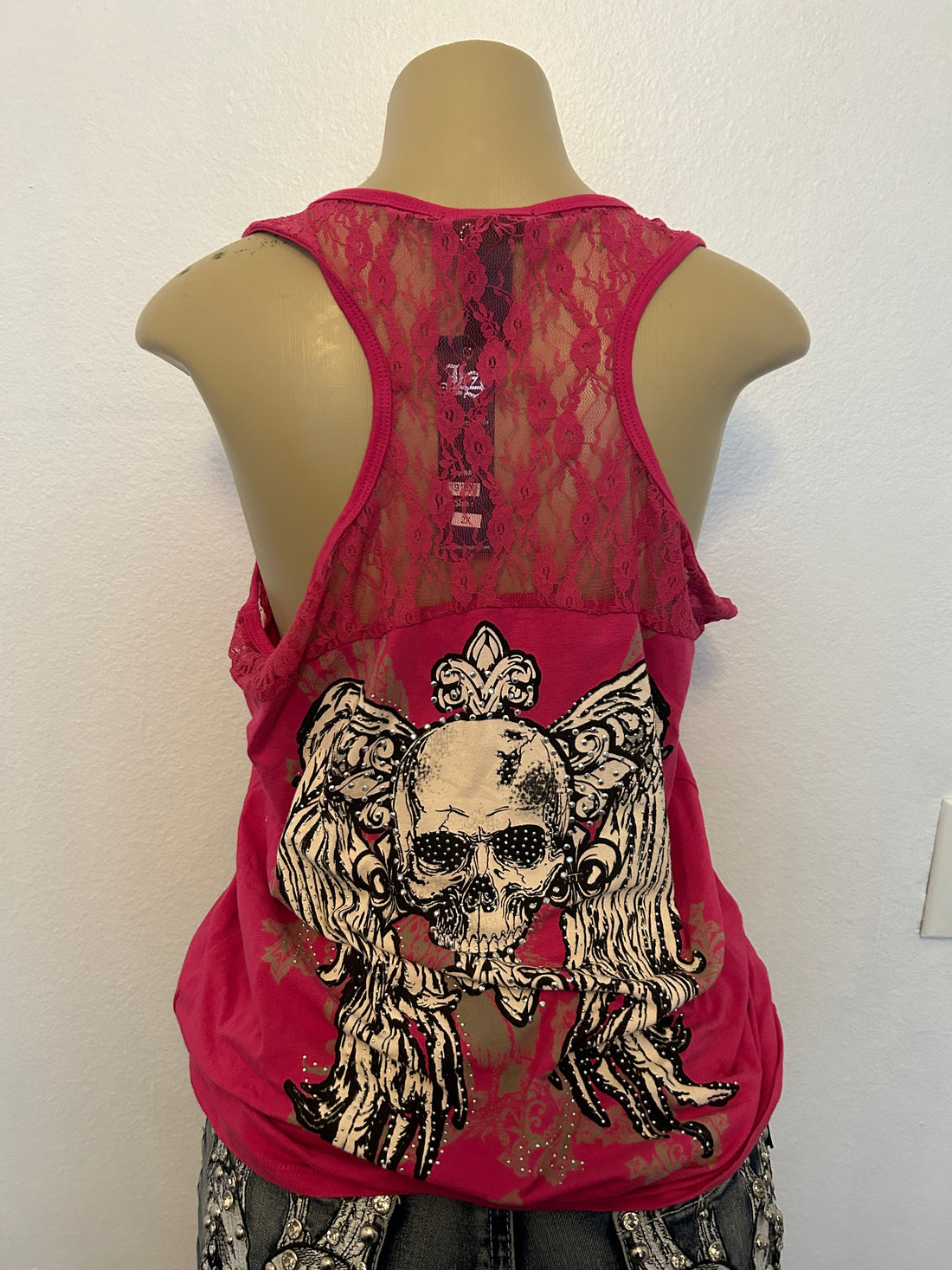 Plus size skull rhinestone cami