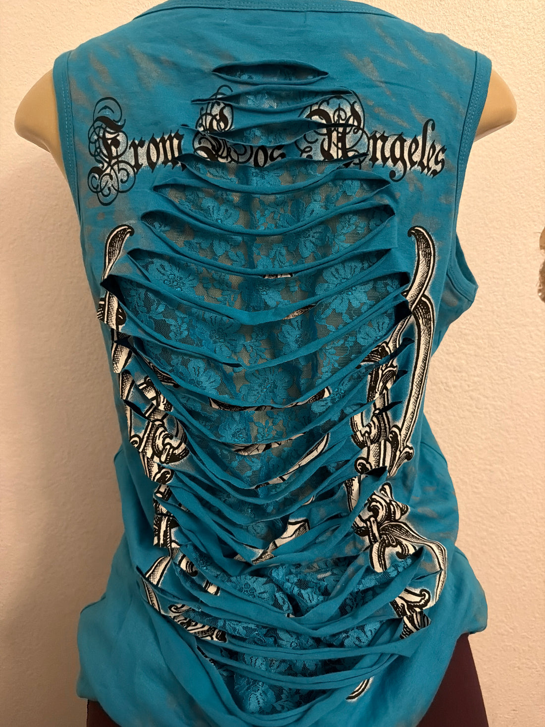 Teal lace tank